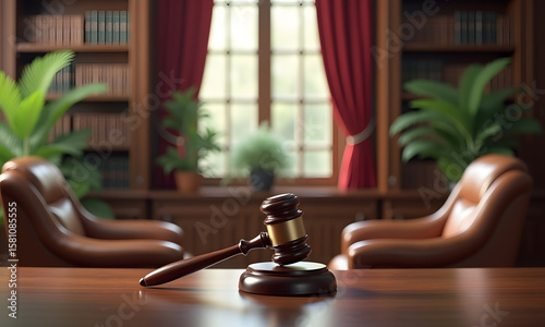 peaceful courtroom atmosphere with gavel a tribute to Law Order Justice