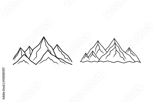 Jagged Peaks Mountain Range Outline mountains black and white