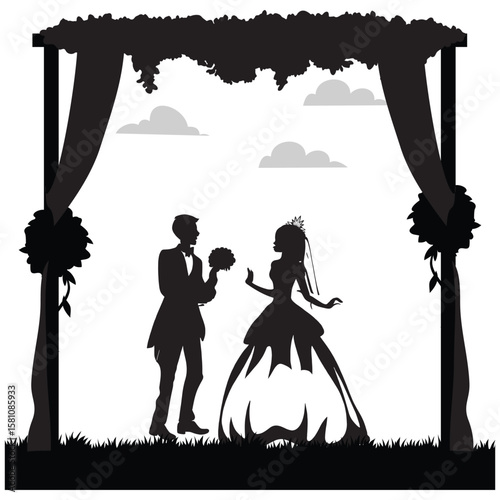 wedding design, wedding invitation, romantic couple, bride, groom, silhouette, wedding, couple, love, romance, marriage,