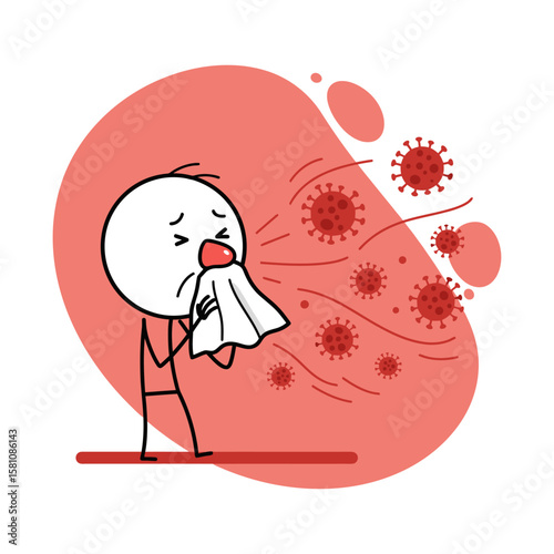 Sick Stick Figure Sneezing Virus Coronavirus Germs Spread