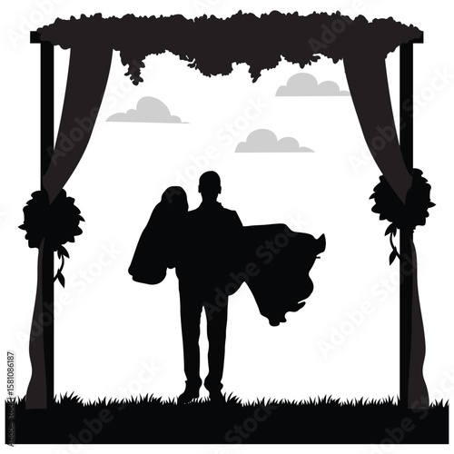 wedding design, wedding invitation, romantic couple, bride, groom, silhouette, wedding, couple, love, romance, marriage,