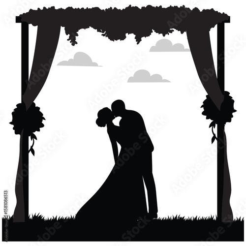 wedding design, wedding invitation, romantic couple, bride, groom, silhouette, wedding, couple, love, romance, marriage,