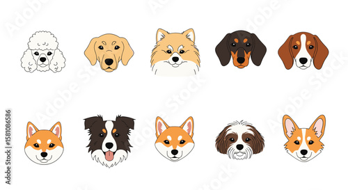 Collection of Adorable Canine Companions Featuring Diverse Dog Breeds and Artistic Styles