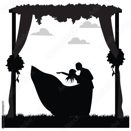 wedding design, wedding invitation, romantic couple, bride, groom, silhouette, wedding, couple, love, romance, marriage,