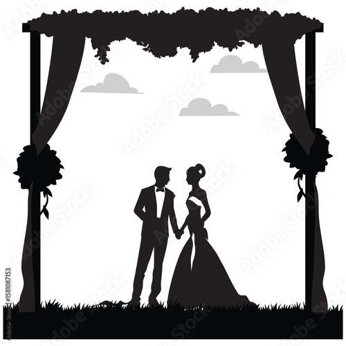 wedding design, wedding invitation, romantic couple, bride, groom, silhouette, wedding, couple, love, romance, marriage,