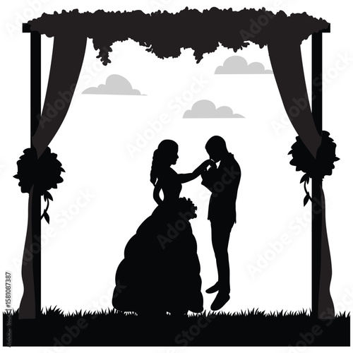 wedding design, wedding invitation, romantic couple, bride, groom, silhouette, wedding, couple, love, romance, marriage,