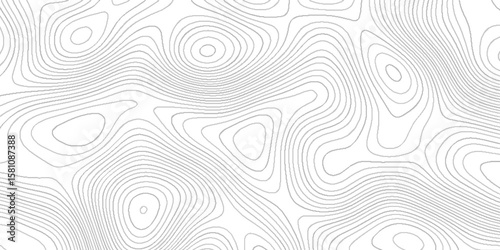 Abstract minimal lines topographic background,  black on white contours topography stylized height of the lines map, abstract white topo wavy line pattern design.