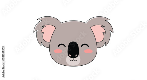 Adorable Baby Koala Bear Face with Cute Fluffy Ears and Rosy Cheeks Adorned with Sweet Gentle Expressions
