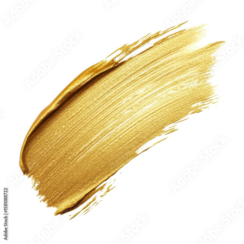 Golden stain of paint, rich golden paint stain, isolated on transparent background