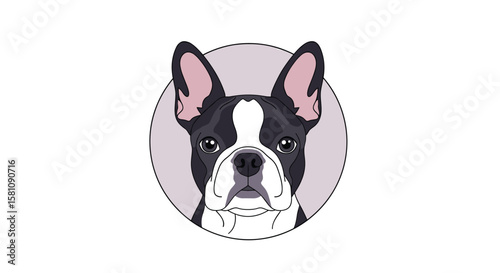 Charming Pixel Art Boston Terrier Portrait Featuring Distinctive Markings and Expressive Eyes