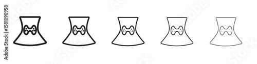 Thyroid icon in thin to bold stroke versions on white background
