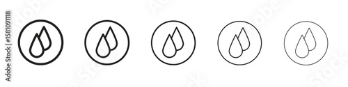 Tear drop icon in thin to bold stroke versions on white background