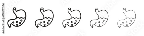 Stomach with Liquids icon in thin to bold stroke versions on white background