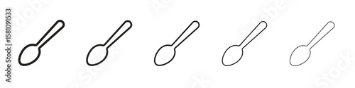 Spoon icon in thin to bold stroke versions on white background