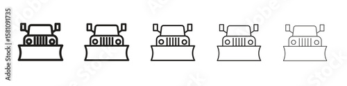 Snowplow icon in thin to bold stroke versions on white background