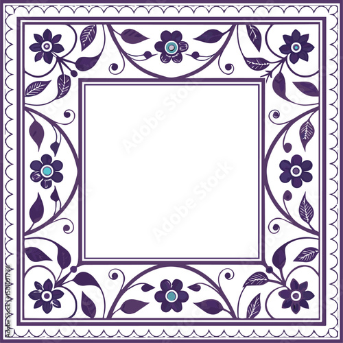 Floral Square Frame: A beautifully crafted square frame adorned with intricate floral and leaf patterns, showcasing a touch of nature's elegance. 