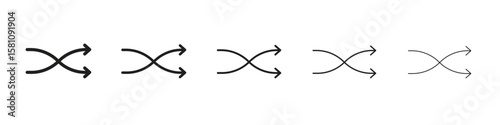 Shuffle icon in thin to bold stroke versions on white background