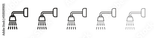Shower Head icon in thin to bold stroke versions on white background