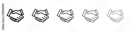 Shake hands icon in thin to bold stroke versions on white background