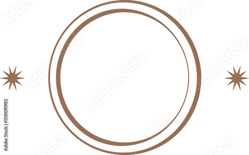 Elegant brown double ring frame with starburst accents on a clean transparent background