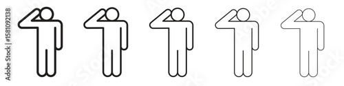 Salute icon in thin to bold stroke versions on white background