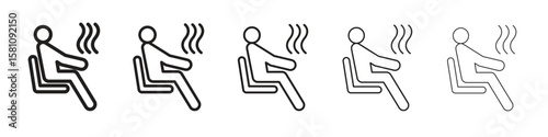 Sauna icon in thin to bold stroke versions on white background