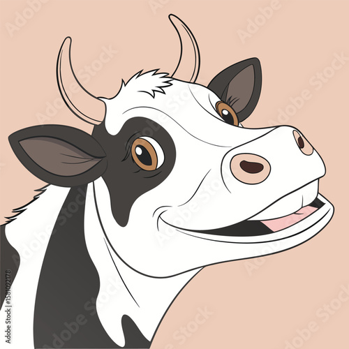 Vector art of a happy cow with a big smile, looking friendly and joyful