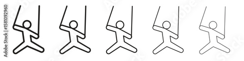 Puppet icon in thin to bold stroke versions on white background