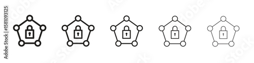 Private network icon in thin to bold stroke versions on white background