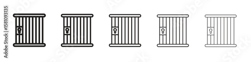 Prison icon in thin to bold stroke versions on white background