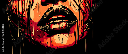 Loneliness and depression. Art representation of a womans emotional distress