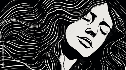 Loneliness and depression. Art representation of a womans emotional distress