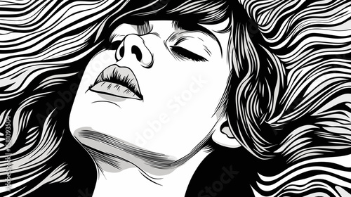 Loneliness and depression. Art representation of a womans emotional distress
