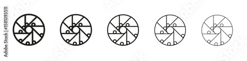 Perpetual motion icon in thin to bold stroke versions on white background