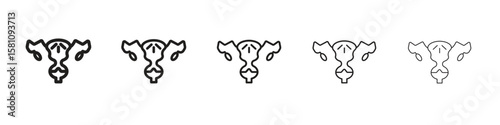 Pelvic inflammatory disease icon in thin to bold stroke versions on white background