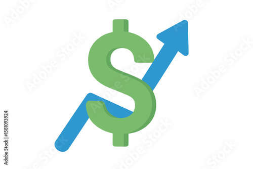 The icon representing a rising cost is depicted as a clipart image isolated on a white background