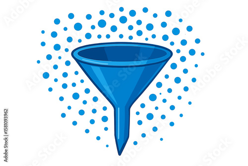 A 3D polygonal sales funnel is depicted on a dark blue background, comprising various points, lines, and shapes, symbolizing a vector concept for big data or sales marketing funnels