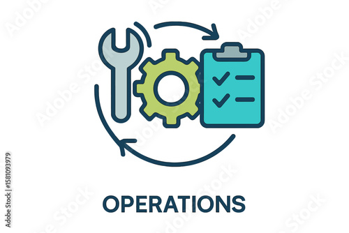 Vector illustration of operations line icon on a white background