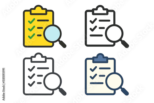 Icons for inspection are available in four distinct versions, all presented in a flat design style