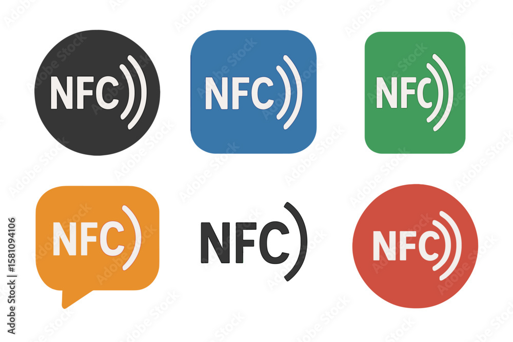 NFC icon set represents contactless wireless payment through a sign logo, incorporating NFC technology for credit card transactions and serving as a contactless payment logo, as well as an NFC NFC icon set represents contactless wireless payment through a sign logo, incorporating NFC technology for credit card transactions and serving as a contactless payment logo, as well as an NFC