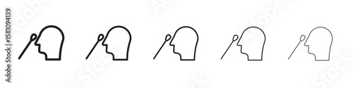 Nasal swab icon in thin to bold stroke versions on white background
