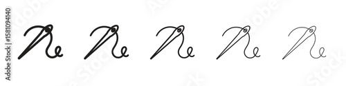 Needle icon in thin to bold stroke versions on white background