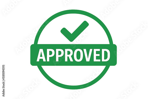 A green stamp, label, sticker, or flat stick icon indicating approval