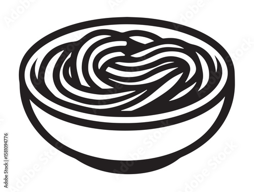 Delicious ramen noodles illustration in minimal line art