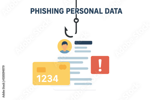Phishing personal data concept background’ is a flat illustration representing a vector concept background for web design