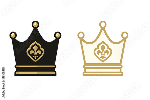 Elegant gold crown logo symbol representing premium style, also a royal company icon and modern luxury brand element sign, presented as a vector illustration