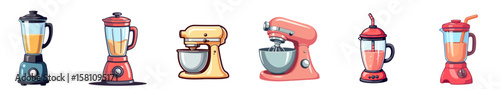 Cartoon toy kitchen appliances in pastel colors on isolated background  