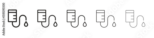 Intravenous icon in thin to bold stroke versions on white background