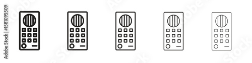 Intercom icon in thin to bold stroke versions on white background