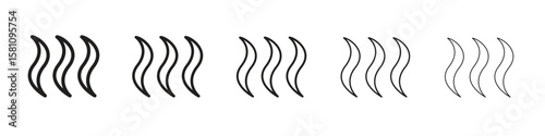 Hot icon in thin to bold stroke versions on white background